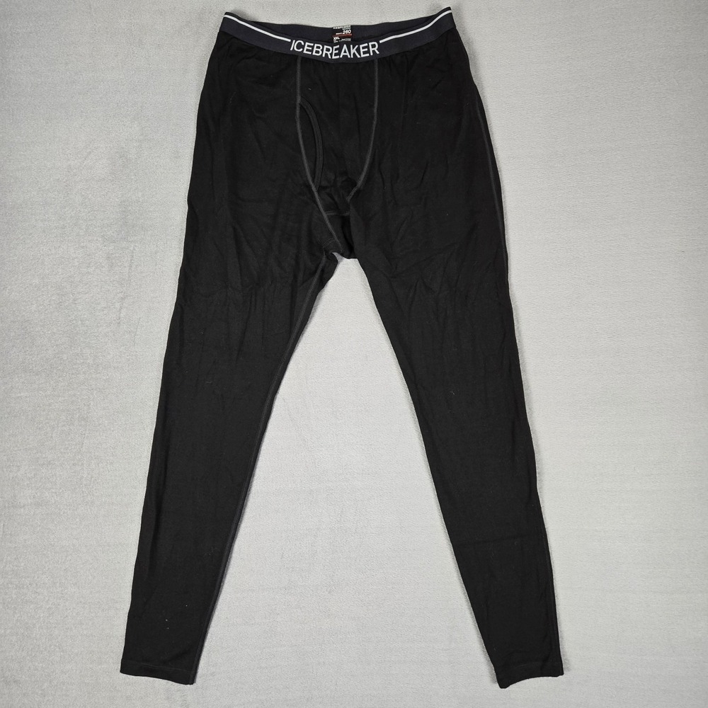 Icebreakers Pants Mens 2XL Black Merino Wool Baselayer BodyFit 260Thermal